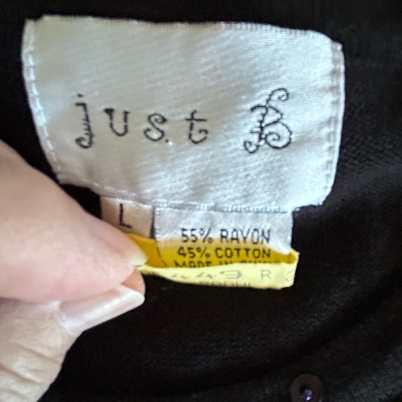 Vintage 90s Just B. Embroidered Beaded Sweater Butterfly Dragonfly L Embellished - Picture 12 of 12